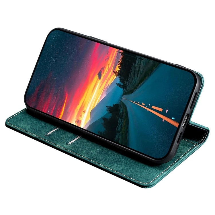 For Motorola Moto G Play 4G 2024 RFID Anti-theft Brush Magnetic Leather Phone Case(Green) - Motorola Cases by PMC Jewellery | Online Shopping South Africa | PMC Jewellery | Buy Now Pay Later Mobicred