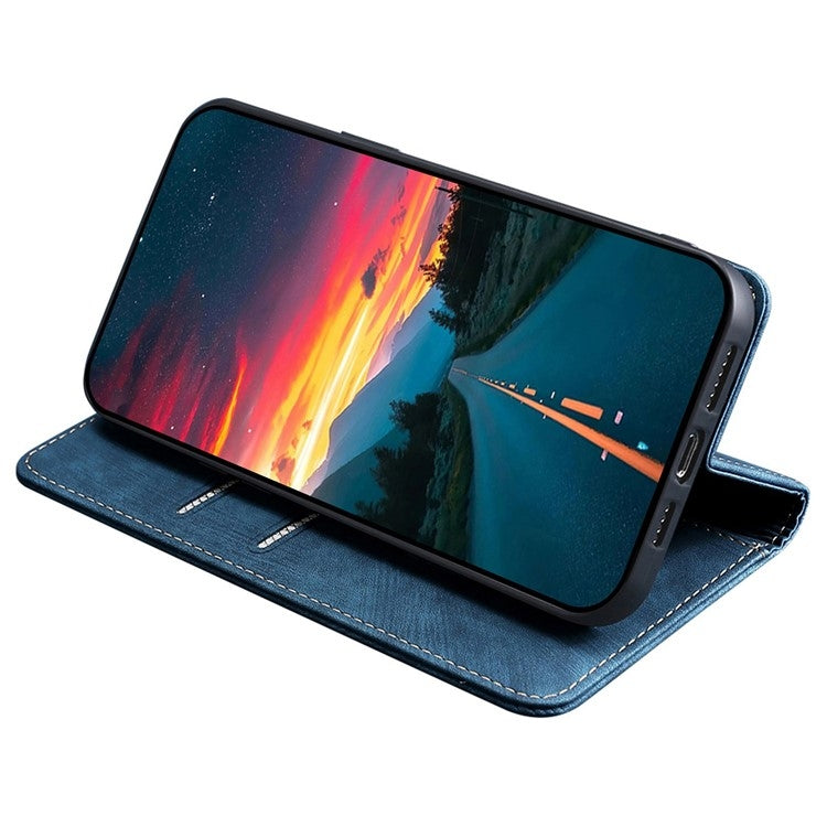 For Motorola Edge 5G 2024 RFID Anti-theft Brush Magnetic Leather Phone Case(Blue) - Motorola Cases by PMC Jewellery | Online Shopping South Africa | PMC Jewellery | Buy Now Pay Later Mobicred