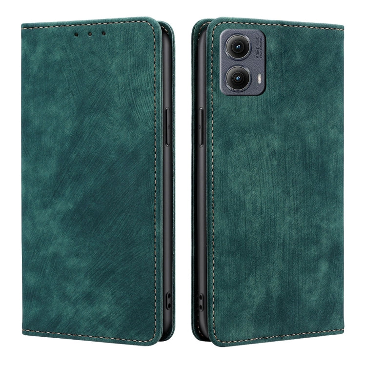 For Motorola Edge 5G 2024 RFID Anti-theft Brush Magnetic Leather Phone Case(Green) - Motorola Cases by PMC Jewellery | Online Shopping South Africa | PMC Jewellery | Buy Now Pay Later Mobicred