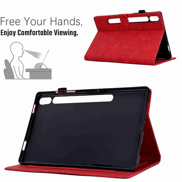 For Samsung Galaxy Tab S9 Rhombus TPU Smart Leather Tablet Case(Red) - Galaxy Tab S9 Cases by PMC Jewellery | Online Shopping South Africa | PMC Jewellery | Buy Now Pay Later Mobicred