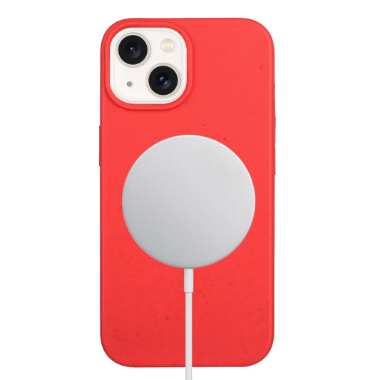 For iPhone 14 Wheat MagSafe Magnetic Straw Material + TPU Phone Case(Red) - iPhone 14 Cases by PMC Jewellery | Online Shopping South Africa | PMC Jewellery