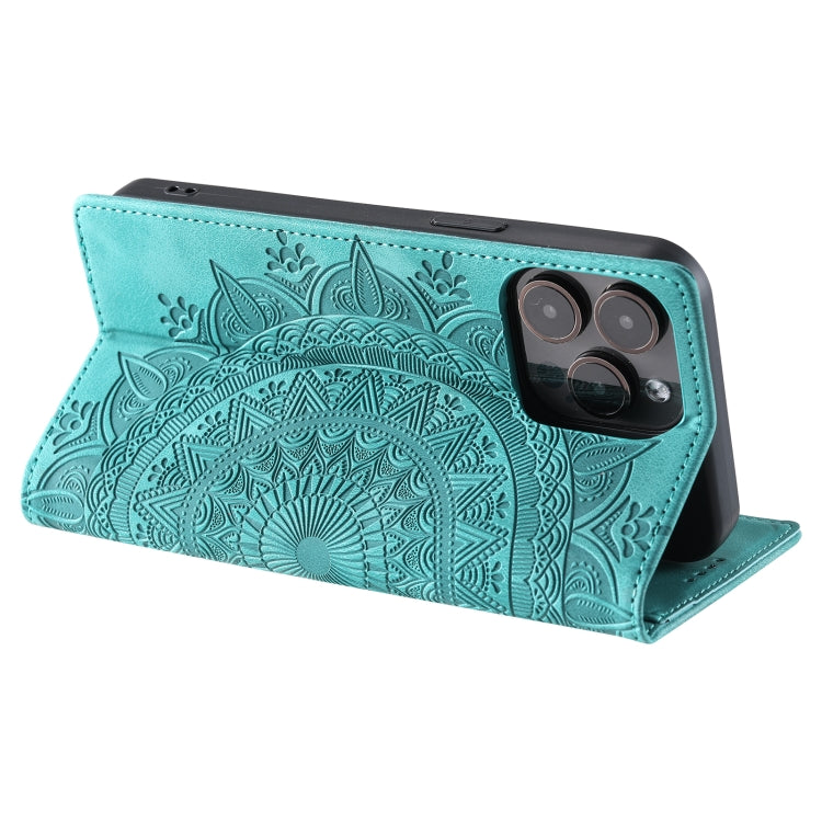 For iPhone 16 Pro Max Totem Embossed Magnetic Leather Phone Case(Green) - iPhone 16 Pro Max Cases by PMC Jewellery | Online Shopping South Africa | PMC Jewellery | Buy Now Pay Later Mobicred