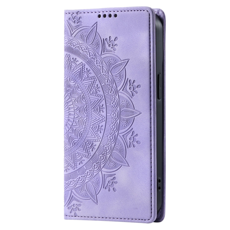 For iPhone 16 Pro Max Totem Embossed Magnetic Leather Phone Case(Purple) - iPhone 16 Pro Max Cases by PMC Jewellery | Online Shopping South Africa | PMC Jewellery | Buy Now Pay Later Mobicred