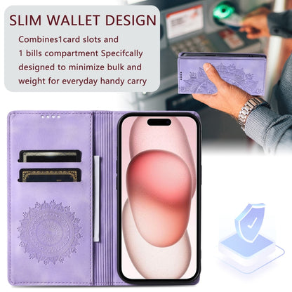 For iPhone 16 Pro Max Totem Embossed Magnetic Leather Phone Case(Purple) - iPhone 16 Pro Max Cases by PMC Jewellery | Online Shopping South Africa | PMC Jewellery | Buy Now Pay Later Mobicred