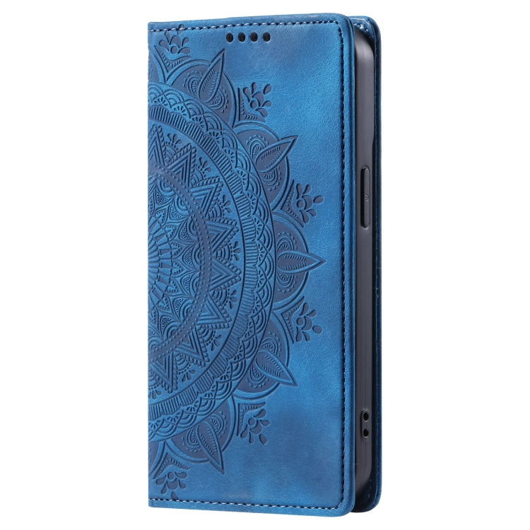 For iPhone 16 Pro Totem Embossed Magnetic Leather Phone Case(Blue) - iPhone 16 Pro Cases by PMC Jewellery | Online Shopping South Africa | PMC Jewellery | Buy Now Pay Later Mobicred