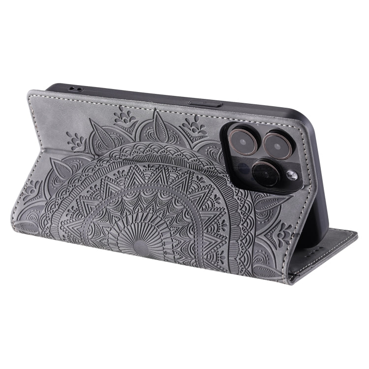 For iPhone 16 Pro Totem Embossed Magnetic Leather Phone Case(Grey) - free shipping - PMC TechLife - Order now!