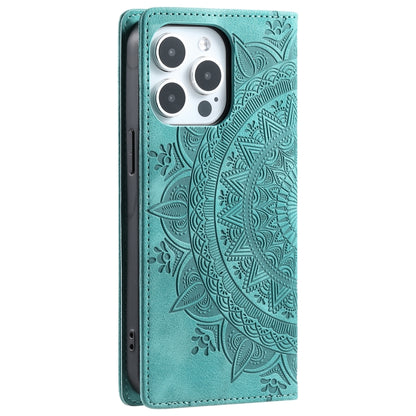 For iPhone 16 Pro Totem Embossed Magnetic Leather Phone Case(Green) - iPhone 16 Pro Cases by PMC Jewellery | Online Shopping South Africa | PMC Jewellery | Buy Now Pay Later Mobicred