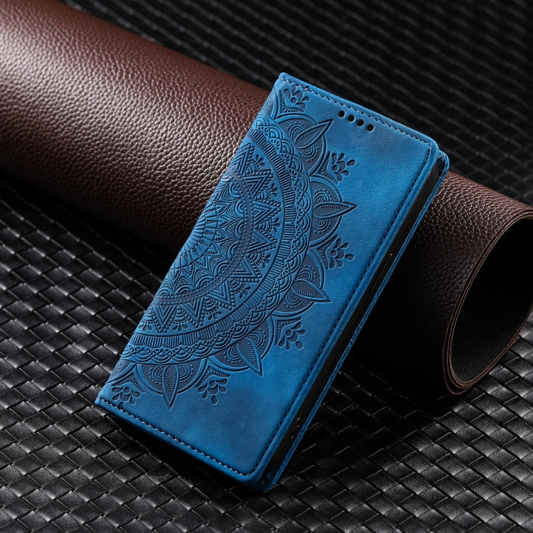 For iPhone 16 Plus Totem Embossed Magnetic Leather Phone Case(Blue) - iPhone 16 Plus Cases by PMC Jewellery | Online Shopping South Africa | PMC Jewellery | Buy Now Pay Later Mobicred