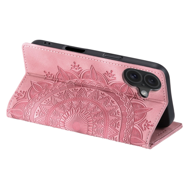 For iPhone 16 Plus Totem Embossed Magnetic Leather Phone Case(Rose Gold) - iPhone 16 Plus Cases by PMC TechLife | Online Shopping South Africa | PMC TechLife | Buy Now Pay Later Mobicred