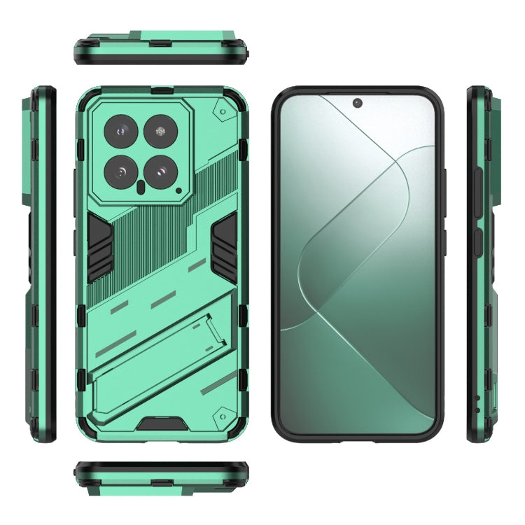 For Xiaomi 14 5G Punk Armor 2 in 1 PC + TPU Phone Case with Holder(Green) - 14 Cases by PMC Jewellery | Online Shopping South Africa | PMC Jewellery | Buy Now Pay Later Mobicred