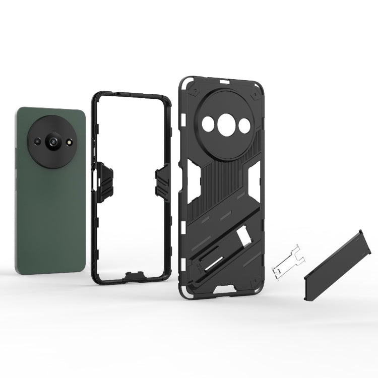 For Xiaomi Redmi A3 4G Global Punk Armor 2 in 1 PC + TPU Phone Case with Holder(Black) - Xiaomi Cases by PMC TechLife | Online Shopping South Africa | PMC TechLife | Buy Now Pay Later Mobicred