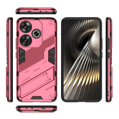 For Xiaomi Redmi Turbo 3 5G Punk Armor 2 in 1 PC + TPU Phone Case with Holder(Light Red) - Xiaomi Cases by PMC Jewellery | Online Shopping South Africa | PMC Jewellery | Buy Now Pay Later Mobicred