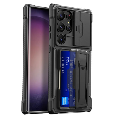 For Samsung Galaxy S24 Ultra 5G Full Coverage Phone Case with Holder / Card Slot(Black) - Galaxy S24 Ultra 5G Cases by PMC Jewellery | Online Shopping South Africa | PMC Jewellery | Buy Now Pay Later Mobicred