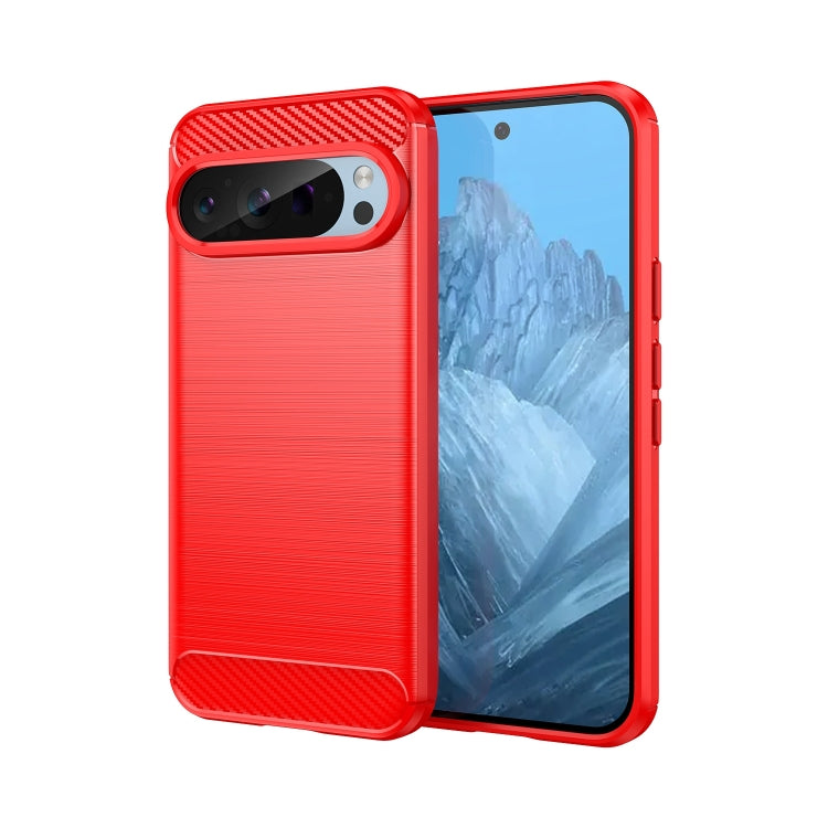 For Google Pixel 9 Carbon Fiber Brushed Texture TPU Phone Case(Red) - Google Cases by PMC Jewellery | Online Shopping South Africa | PMC Jewellery | Buy Now Pay Later Mobicred