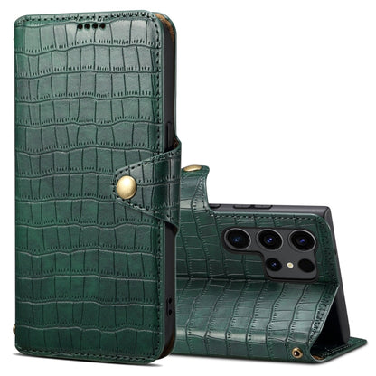 For Samsung Galaxy S24 Ultra 5G Denior Crocodile Texture Oil Edge Leather Phone Case(Green) - Galaxy S24 Ultra 5G Cases by Denior | Online Shopping South Africa | PMC Jewellery | Buy Now Pay Later Mobicred