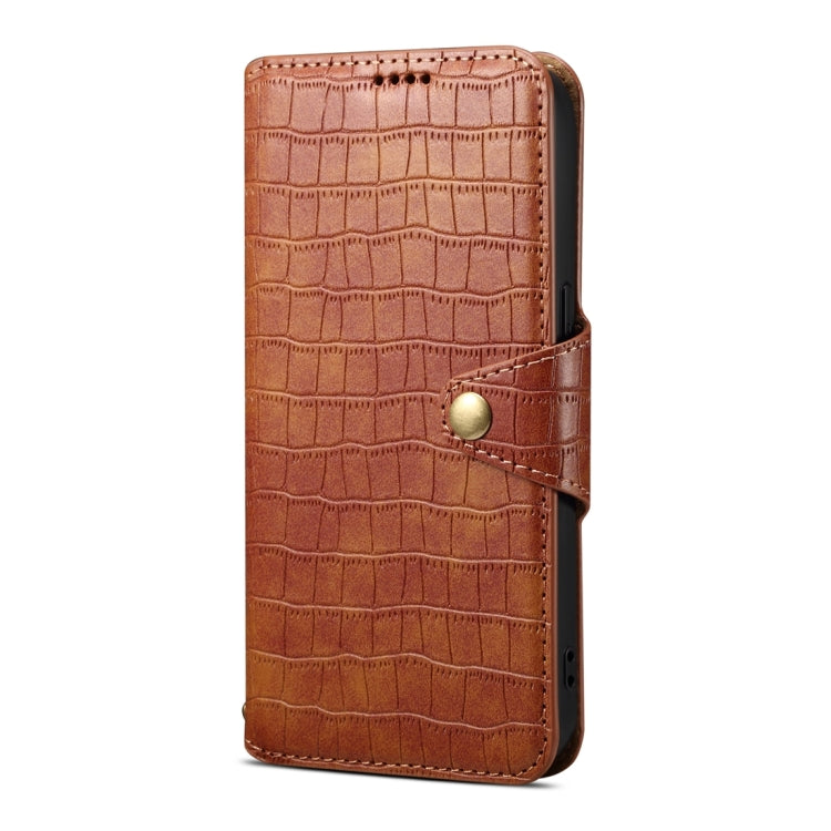 For Samsung Galaxy S24 5G Denior Crocodile Texture Oil Edge Leather Phone Case(Brown) - Galaxy S24 5G Cases by Denior | Online Shopping South Africa | PMC Jewellery | Buy Now Pay Later Mobicred