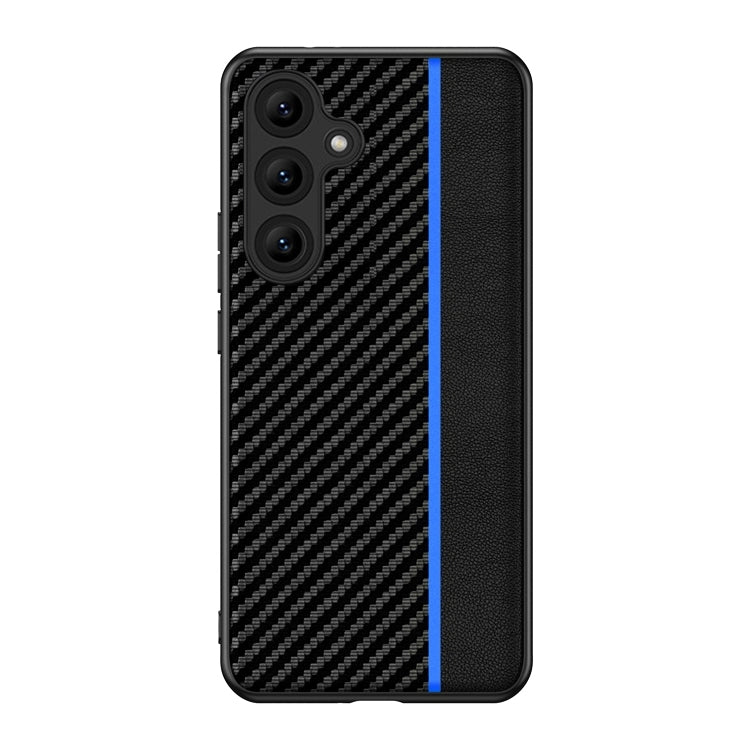 For Samsung Galaxy S25 5G Ultra-thin Carbon Fiber Texture Splicing Phone Case(Blue) - Galaxy S25 5G Cases by PMC Jewellery | Online Shopping South Africa | PMC Jewellery | Buy Now Pay Later Mobicred