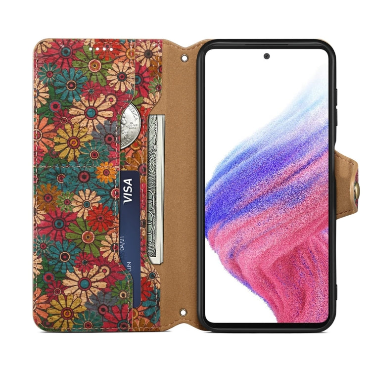 For Samsung Galaxy S24+ 5G Denior Flower Language Series Cork Fabric Oil Edge Leather Phone Case(Spring) - Galaxy S24+ 5G Cases by Denior | Online Shopping South Africa | PMC Jewellery | Buy Now Pay Later Mobicred