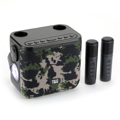 T&G TG545DK Home Handheld Dual-microphone KTV Wireless Bluetooth Speaker with Flashlight(Camouflage) - Desktop Speaker by T&G | Online Shopping South Africa | PMC Jewellery | Buy Now Pay Later Mobicred