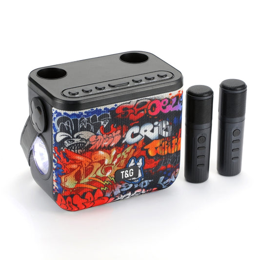 T&G TG545DK Home Handheld Dual-microphone KTV Wireless Bluetooth Speaker with Flashlight(Graffiti) - Desktop Speaker by T&G | Online Shopping South Africa | PMC Jewellery | Buy Now Pay Later Mobicred