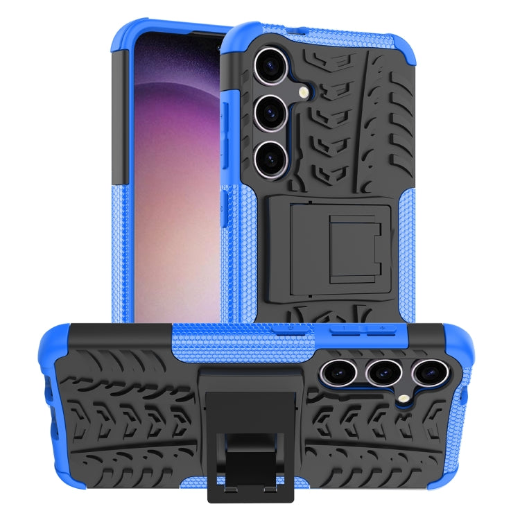 For Samsung Galaxy S24 5G Tire Texture TPU + PC Phone Case with Holder(Blue) - Galaxy S24 5G Cases by PMC Jewellery | Online Shopping South Africa | PMC Jewellery