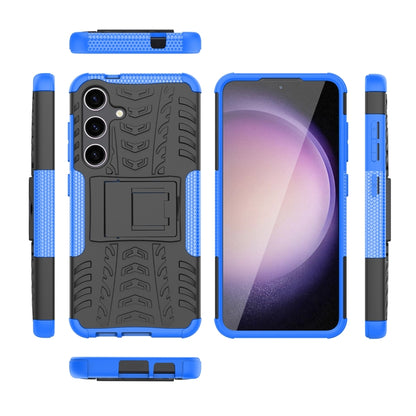 For Samsung Galaxy S24 5G Tire Texture TPU + PC Phone Case with Holder(Blue) - Galaxy S24 5G Cases by PMC Jewellery | Online Shopping South Africa | PMC Jewellery