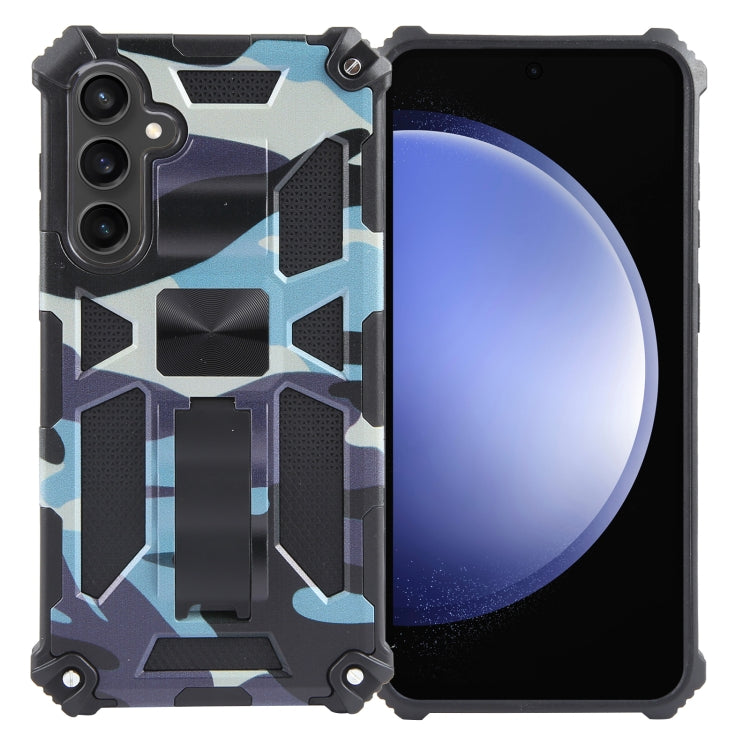 For Samsung Galaxy S24 5G Camouflage Armor Kickstand TPU + PC Magnetic Phone Case(Light Blue) - Galaxy S24 5G Cases by PMC Jewellery | Online Shopping South Africa | PMC Jewellery