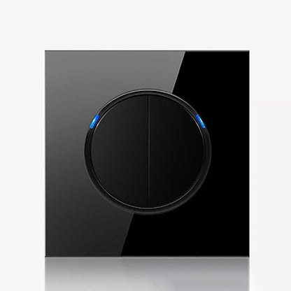 86mm Round LED Tempered Glass Switch Panel, Black Round Glass, Style:Two Billing Control - Switch by PMC Jewellery | Online Shopping South Africa | PMC Jewellery | Buy Now Pay Later Mobicred