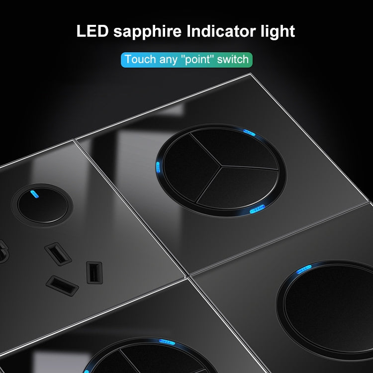 86mm Round LED Tempered Glass Switch Panel, Black Round Glass, Style:Four Billing Control -  by PMC Jewellery | Online Shopping South Africa | PMC Jewellery | Buy Now Pay Later Mobicred