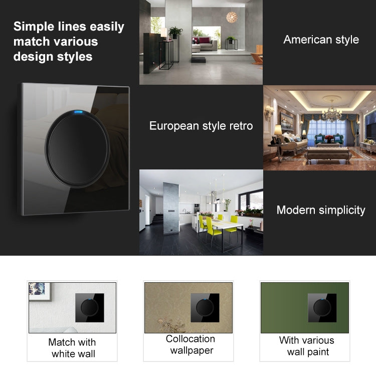 86mm Round LED Tempered Glass Switch Panel, Black Round Glass, Style:Four Billing Control -  by PMC Jewellery | Online Shopping South Africa | PMC Jewellery | Buy Now Pay Later Mobicred