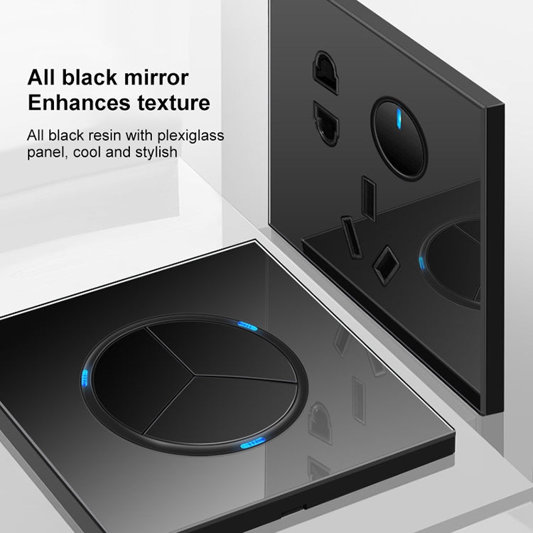 86mm Round LED Tempered Glass Switch Panel, Black Round Glass, Style:Telephone Socket - Switch by PMC Jewellery | Online Shopping South Africa | PMC Jewellery | Buy Now Pay Later Mobicred