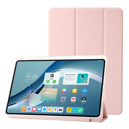 For Huawei Matepad 11 Pro 2024 Clear Acrylic 3-Fold Leather Tablet Case(Pink) - Huawei by PMC Jewellery | Online Shopping South Africa | PMC Jewellery | Buy Now Pay Later Mobicred