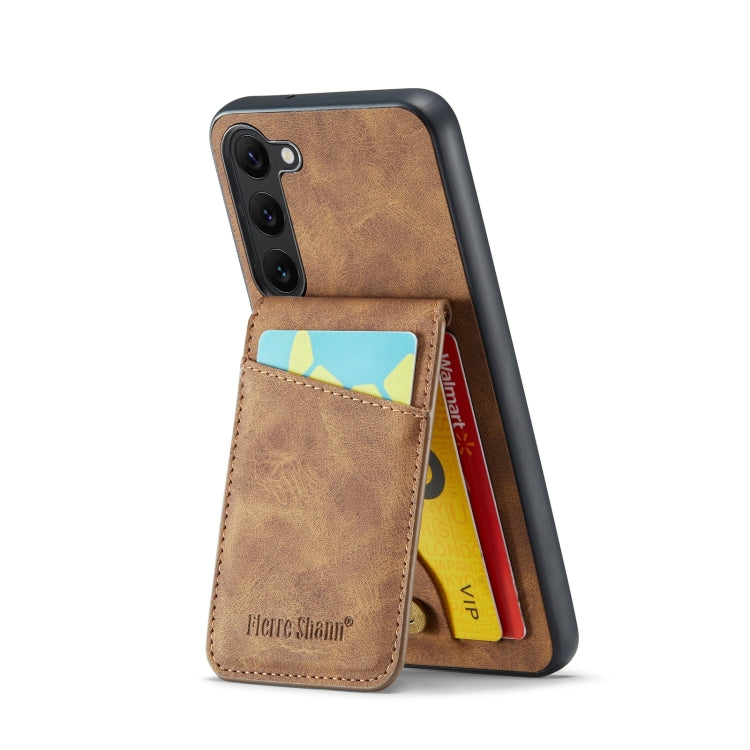 For Samsung Galaxy S24+ 5G Fierre Shann Crazy Horse Card Holder Back Cover PU Phone Case(Brown) - Galaxy S24+ 5G Cases by FIERRE SHANN | Online Shopping South Africa | PMC Jewellery | Buy Now Pay Later Mobicred