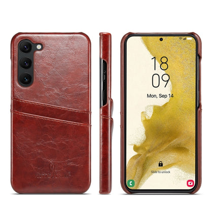 For Samsung Galaxy S24 5G Fierre Shann Oil Wax Texture Leather Phone Case with Card Slots(Brown) - Galaxy S24 5G Cases by FIERRE SHANN | Online Shopping South Africa | PMC Jewellery | Buy Now Pay Later Mobicred