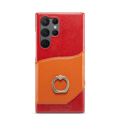 For Samsung Galaxy S24 Ultra 5G Fierre Shann Oil Wax Texture Genuine Leather Back Phone Case(Red) - Galaxy S24 Ultra 5G Cases by FIERRE SHANN | Online Shopping South Africa | PMC Jewellery | Buy Now Pay Later Mobicred