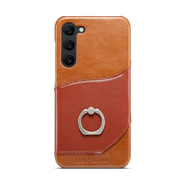 For Samsung Galaxy S24+ 5G Fierre Shann Oil Wax Texture Genuine Leather Back Phone Case(Brown) - Galaxy S24+ 5G Cases by FIERRE SHANN | Online Shopping South Africa | PMC Jewellery | Buy Now Pay Later Mobicred