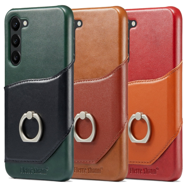 For Samsung Galaxy S24 5G Fierre Shann Oil Wax Texture Genuine Leather Back Phone Case(Red) - Galaxy S24 5G Cases by FIERRE SHANN | Online Shopping South Africa | PMC Jewellery | Buy Now Pay Later Mobicred