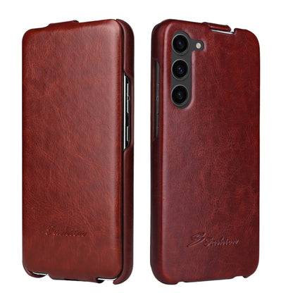 For Samsung Galaxy S24 5G Fierre Shann 64 Texture Vertical Flip PU Leather Phone Case(Brown) - Galaxy S24 5G Cases by FIERRE SHANN | Online Shopping South Africa | PMC Jewellery | Buy Now Pay Later Mobicred