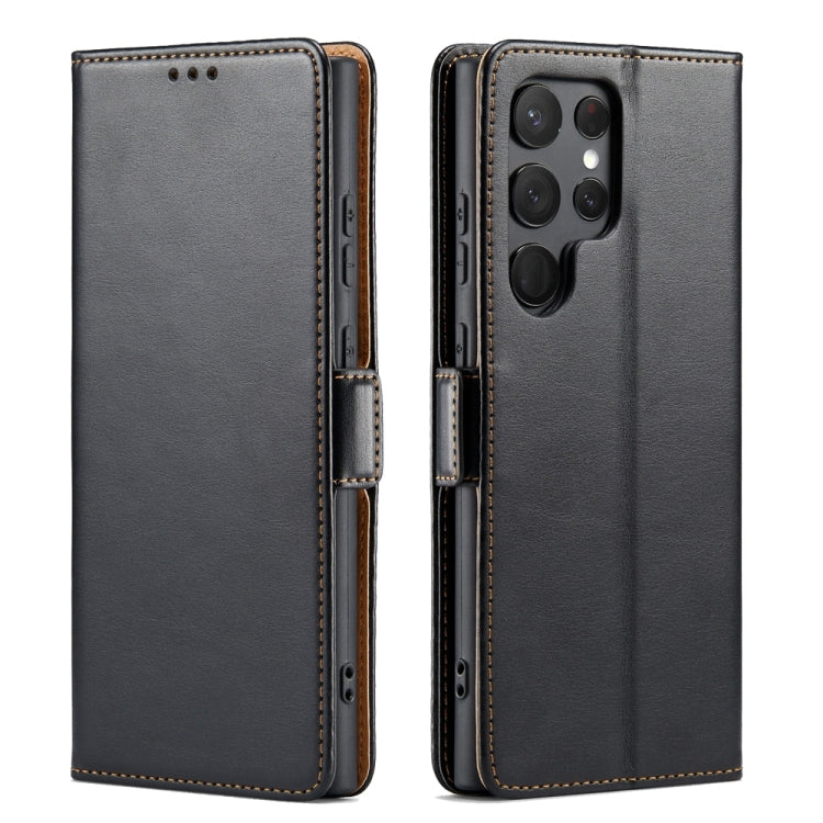 For Samsung Galaxy S24 Ultra 5G Fierre Shann PU Genuine Leather Texture Phone Case(Black) - Galaxy S24 Ultra 5G Cases by FIERRE SHANN | Online Shopping South Africa | PMC Jewellery | Buy Now Pay Later Mobicred