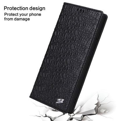 For Samsung Galaxy S24 Ultra 5G Fierre Shann Crocodile Texture Magnetic Genuine Leather Phone Case(Black) - Galaxy S24 Ultra 5G Cases by FIERRE SHANN | Online Shopping South Africa | PMC Jewellery | Buy Now Pay Later Mobicred