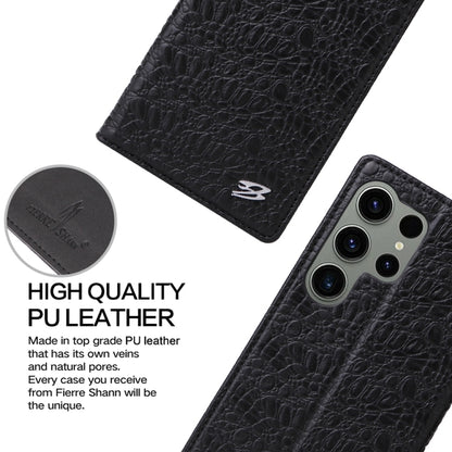 For Samsung Galaxy S24 Ultra 5G Fierre Shann Crocodile Texture Magnetic Genuine Leather Phone Case(Black) - Galaxy S24 Ultra 5G Cases by FIERRE SHANN | Online Shopping South Africa | PMC Jewellery | Buy Now Pay Later Mobicred