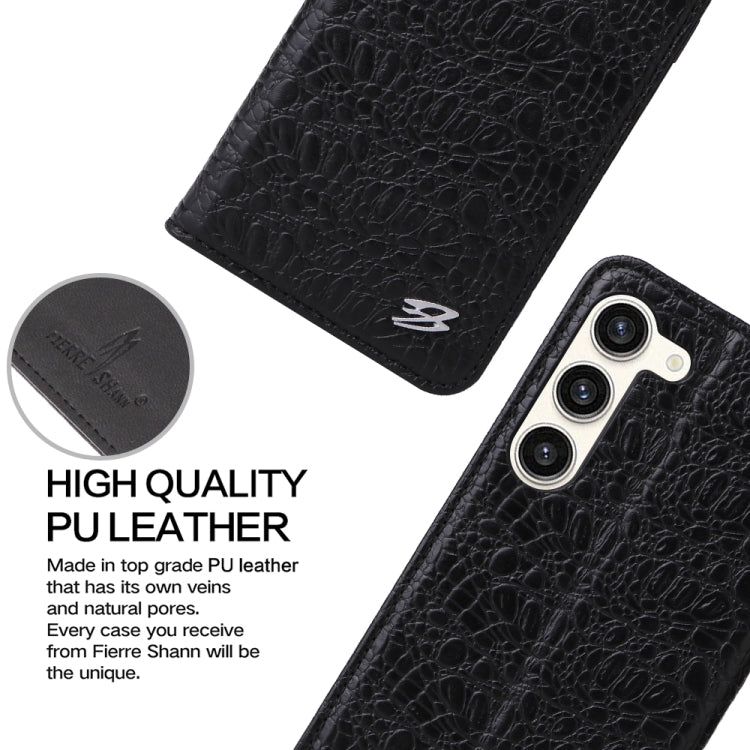 For Samsung Galaxy S24 5G Fierre Shann Crocodile Texture Magnetic Genuine Leather Phone Case(Black) - Galaxy S24 5G Cases by FIERRE SHANN | Online Shopping South Africa | PMC Jewellery | Buy Now Pay Later Mobicred