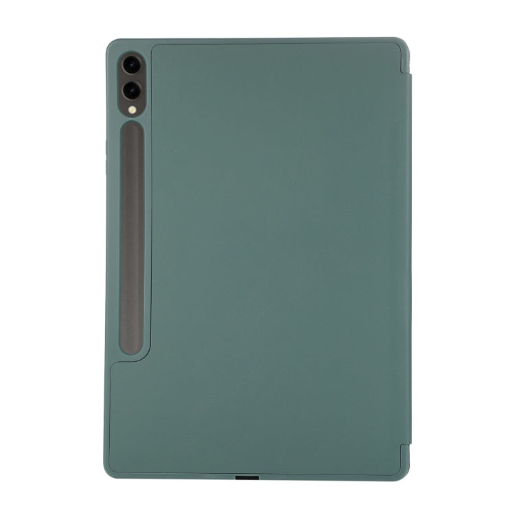 For Samsung Galaxy Tab S9 FE+ 3-Fold Pure Color TPU Leather Tablet Case with Pen Slot(Dark Green) - Galaxy Tab S9 FE+ by PMC Jewellery | Online Shopping South Africa | PMC Jewellery | Buy Now Pay Later Mobicred