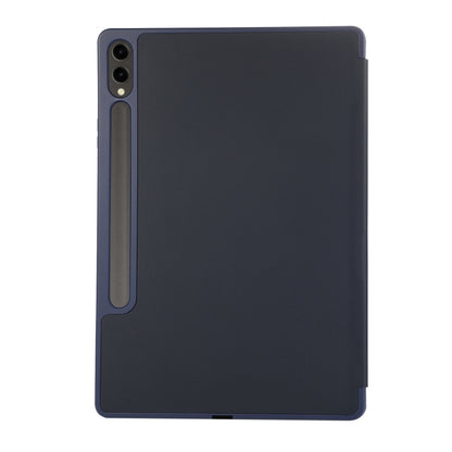 For Samsung Galaxy Tab S9 FE+ 3-Fold Pure Color TPU Leather Tablet Case with Pen Slot(Dark Blue) - Galaxy Tab S9 FE+ by PMC Jewellery | Online Shopping South Africa | PMC Jewellery