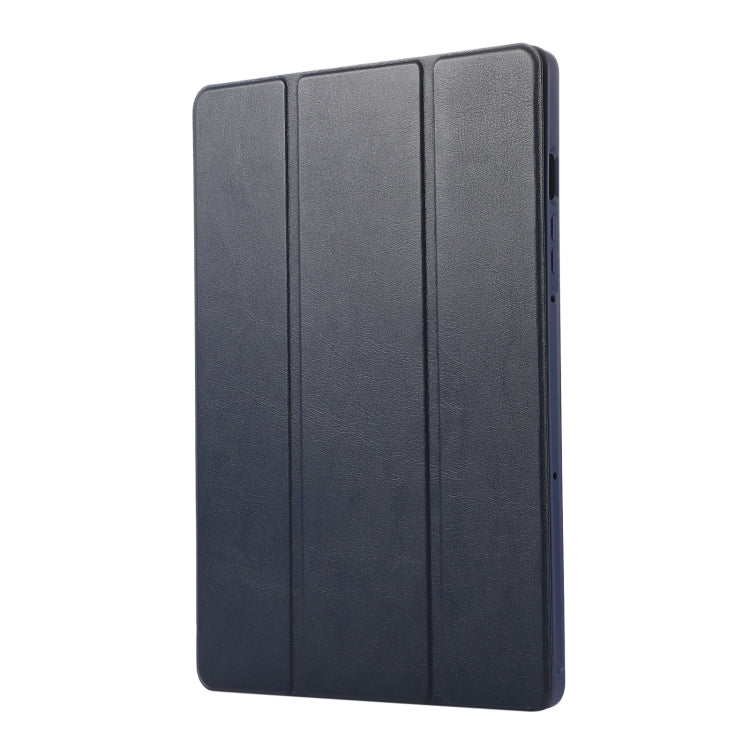 For Samsung Galaxy Tab S9 3-Fold Pure Color TPU Leather Tablet Case with Pen Slot(Dark Blue) - Galaxy Tab S9 Cases by PMC Jewellery | Online Shopping South Africa | PMC Jewellery