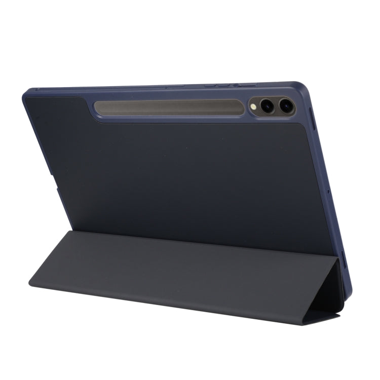 For Samsung Galaxy Tab S9+ 3-Fold Pure Color TPU Leather Tablet Case with Pen Slot(Dark Blue) - Galaxy Tab S9+ Cases by PMC Jewellery | Online Shopping South Africa | PMC Jewellery