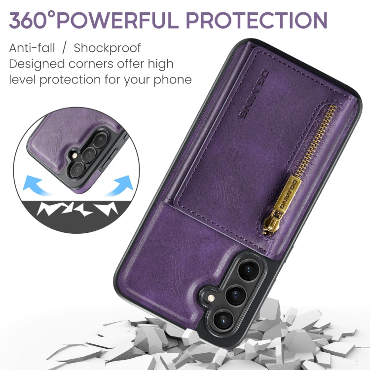 For Samsung Galaxy S24 5G DG.MING M5 Series Zip RFID Multi Card Detachable Leather Phone Case(Purple) - Galaxy S24 5G Cases by DG.MING | Online Shopping South Africa | PMC Jewellery | Buy Now Pay Later Mobicred