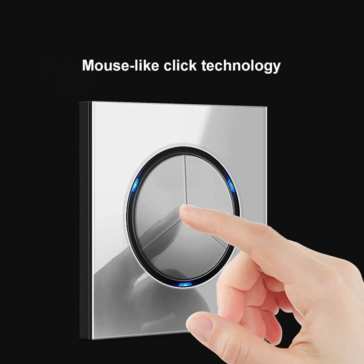 86mm Round LED Tempered Glass Switch Panel, Gray Round Glass, Style:Three Open Dual Control -  by PMC Jewellery | Online Shopping South Africa | PMC Jewellery | Buy Now Pay Later Mobicred