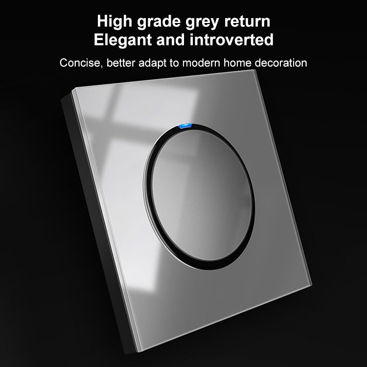 86mm Round LED Tempered Glass Switch Panel, Gray Round Glass, Style:Three Open Dual Control -  by PMC Jewellery | Online Shopping South Africa | PMC Jewellery | Buy Now Pay Later Mobicred