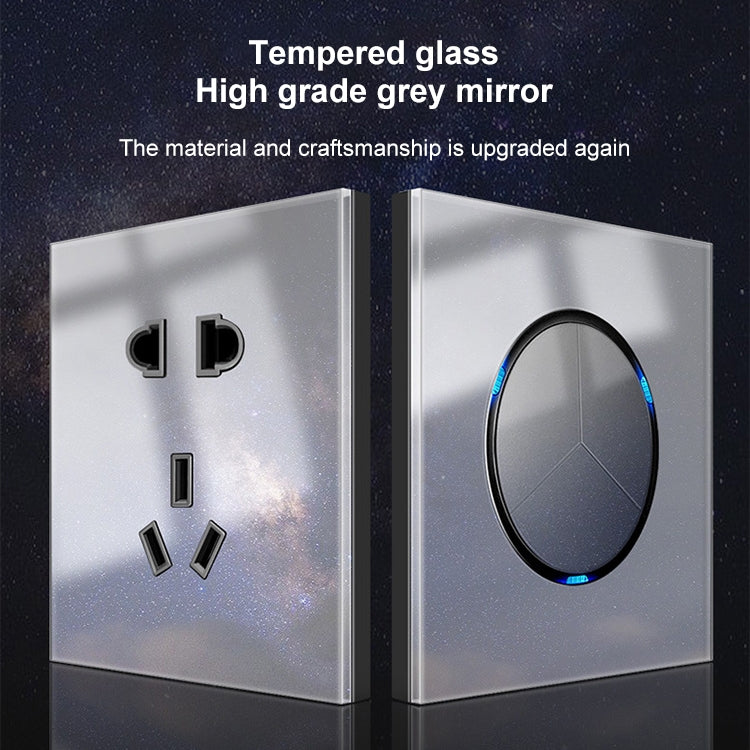 86mm Round LED Tempered Glass Switch Panel, Gray Round Glass, Style:One Open Multiple Control -  by PMC Jewellery | Online Shopping South Africa | PMC Jewellery | Buy Now Pay Later Mobicred